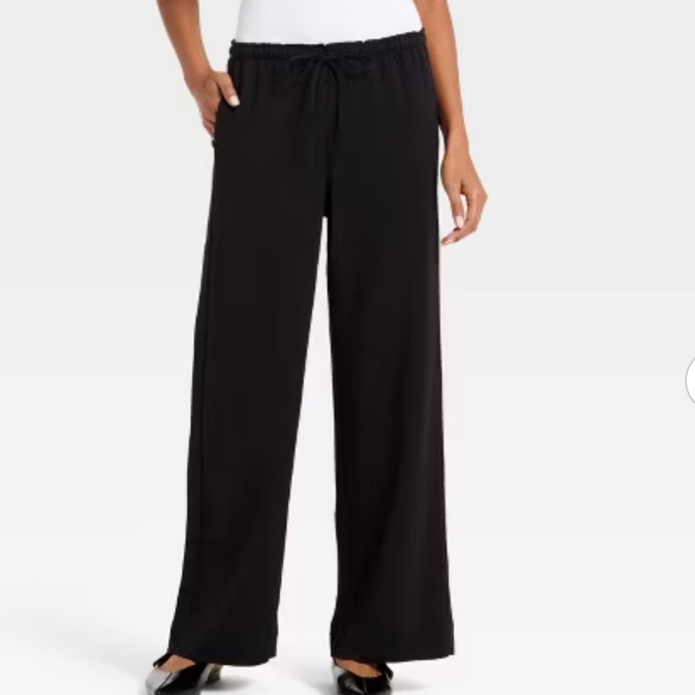 a new day Black Wide-Leg Drawstring Pants